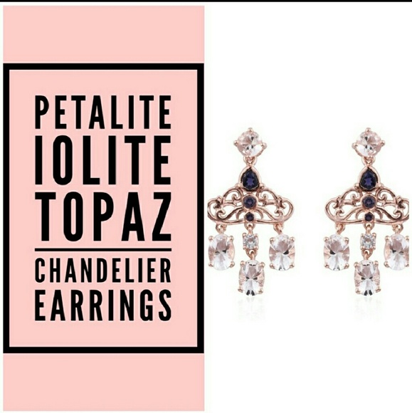 Jewelry - Petalite, Iolite & Topaz Chandelier Earrings